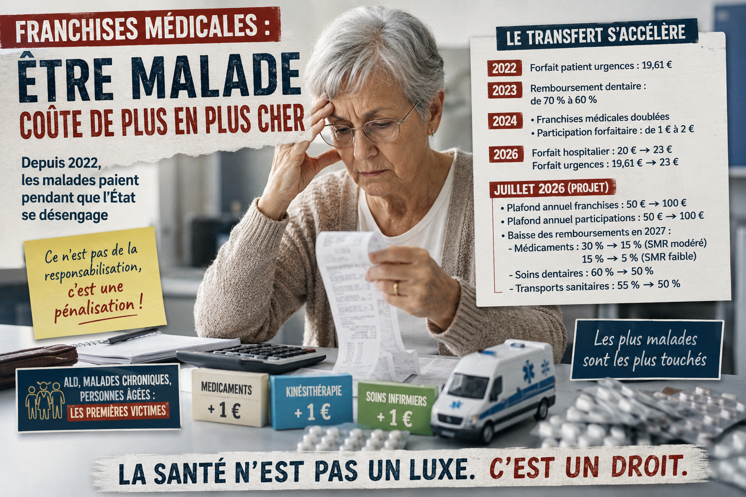 Franchises médicales&nbsp;: le gouvernement fait payer davantage les malades chroniques 
